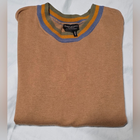 Anthropologie Cashmere Celia Leopard Pullover Tan/Brown Knit Sweater Size Medium - Picture 3 of 12